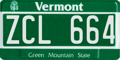 VT license plate ZCL664