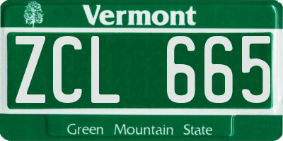VT license plate ZCL665