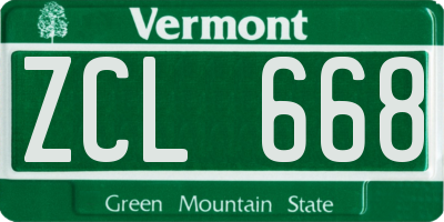 VT license plate ZCL668