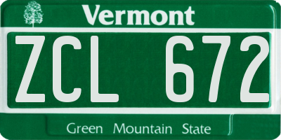 VT license plate ZCL672