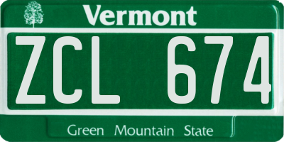 VT license plate ZCL674