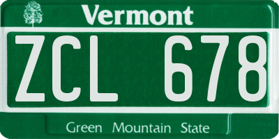 VT license plate ZCL678