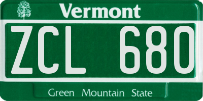 VT license plate ZCL680