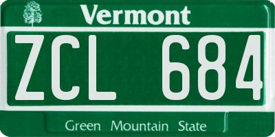 VT license plate ZCL684
