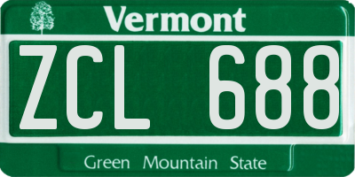 VT license plate ZCL688
