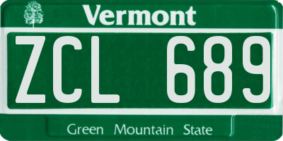 VT license plate ZCL689