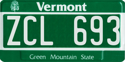 VT license plate ZCL693