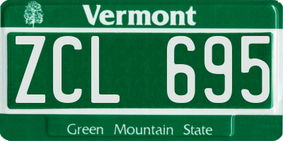 VT license plate ZCL695