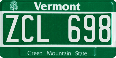 VT license plate ZCL698