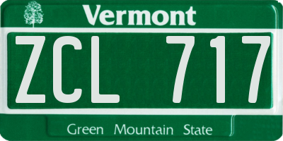 VT license plate ZCL717