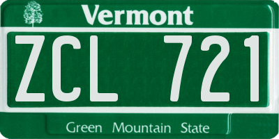 VT license plate ZCL721