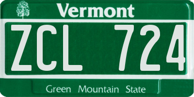 VT license plate ZCL724