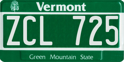 VT license plate ZCL725