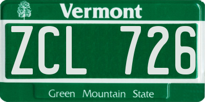 VT license plate ZCL726