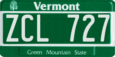 VT license plate ZCL727