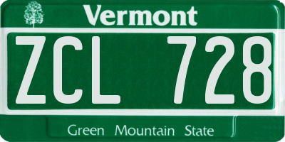 VT license plate ZCL728
