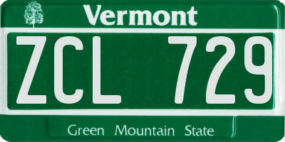 VT license plate ZCL729
