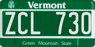 VT license plate ZCL730