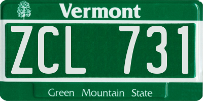 VT license plate ZCL731
