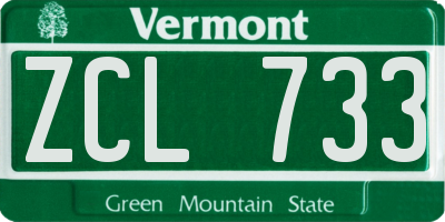 VT license plate ZCL733