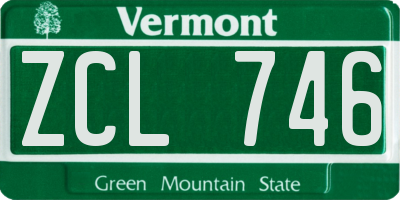 VT license plate ZCL746