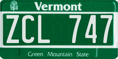 VT license plate ZCL747