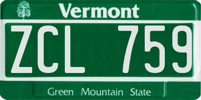 VT license plate ZCL759