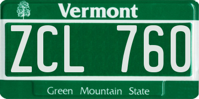 VT license plate ZCL760