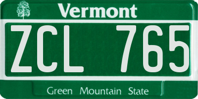 VT license plate ZCL765