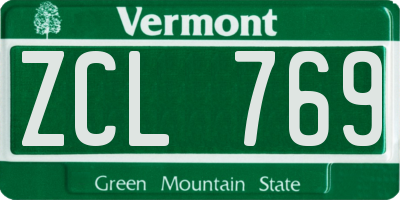 VT license plate ZCL769