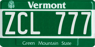 VT license plate ZCL777