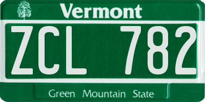 VT license plate ZCL782