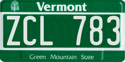 VT license plate ZCL783