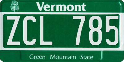 VT license plate ZCL785