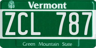 VT license plate ZCL787