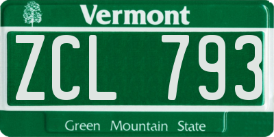 VT license plate ZCL793