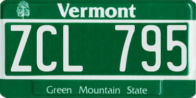 VT license plate ZCL795
