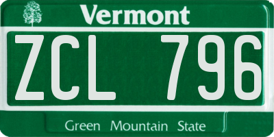 VT license plate ZCL796