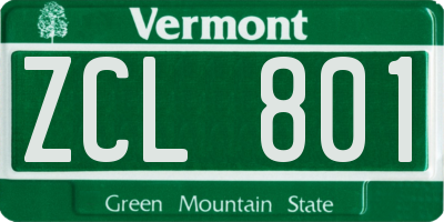 VT license plate ZCL801