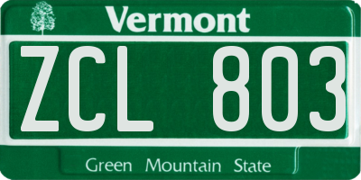 VT license plate ZCL803
