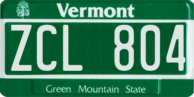 VT license plate ZCL804