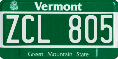 VT license plate ZCL805