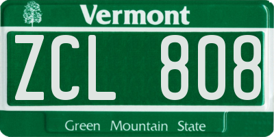 VT license plate ZCL808