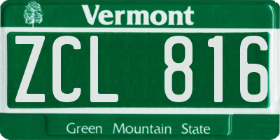 VT license plate ZCL816