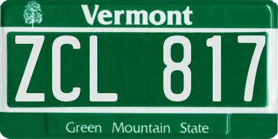 VT license plate ZCL817
