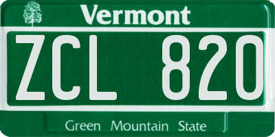 VT license plate ZCL820