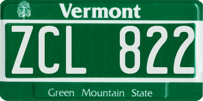 VT license plate ZCL822