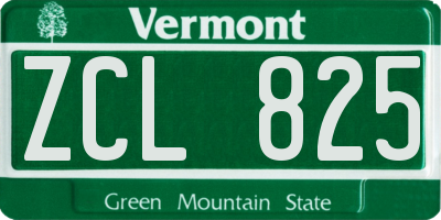 VT license plate ZCL825