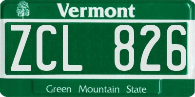 VT license plate ZCL826