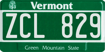 VT license plate ZCL829